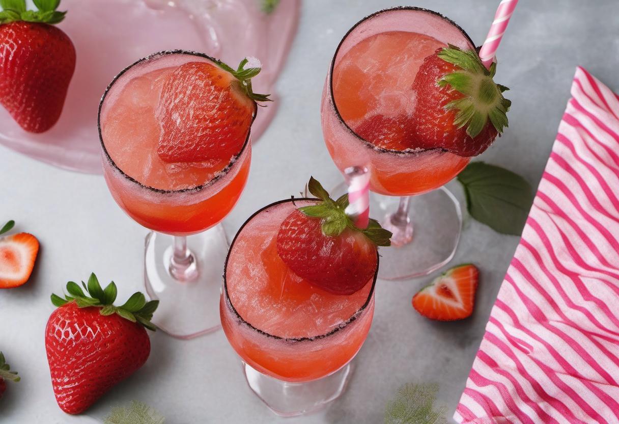 Image showing the final output answering the question: How do I spruce up my summer parties with Stardust Strawberry Spritz mocktail.