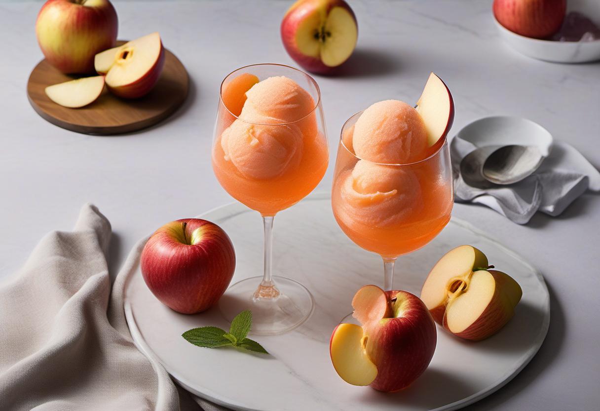 Image showing the final output answering the question: How do I create Aurora Apple Aperol Sorbet.
