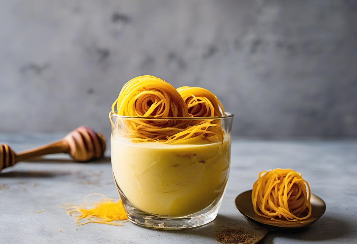 Image showing the final output answering the question: How do I surprise my taste buds with a Spiralized Saffron Smoothie sorbet.