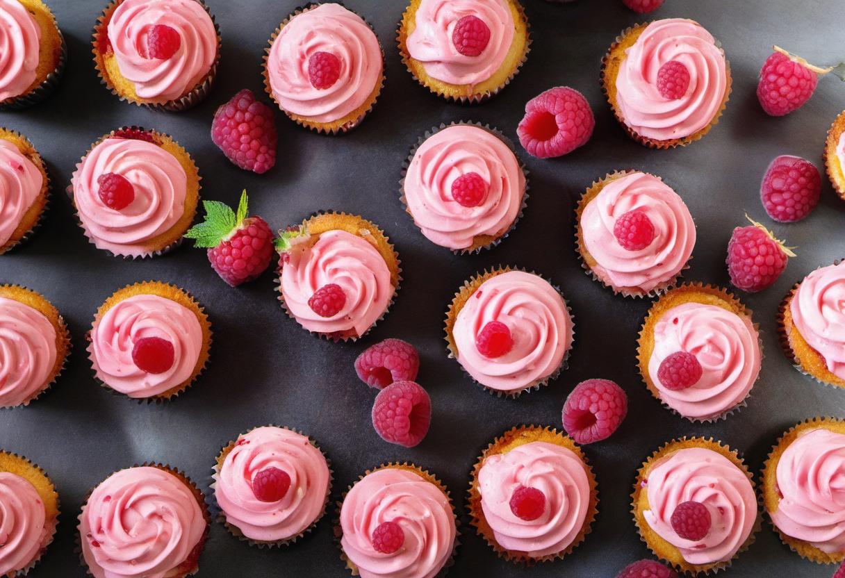 Image showing the final output answering the question: How do I make Rotated Raspberry Rosé cupcakes.