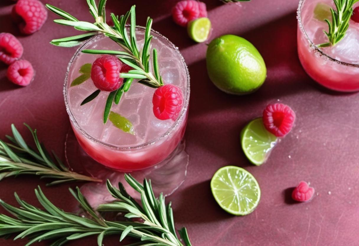 Image showing the final output answering the question: How do I make Rosemary Raspberry Rickey cocktail.
