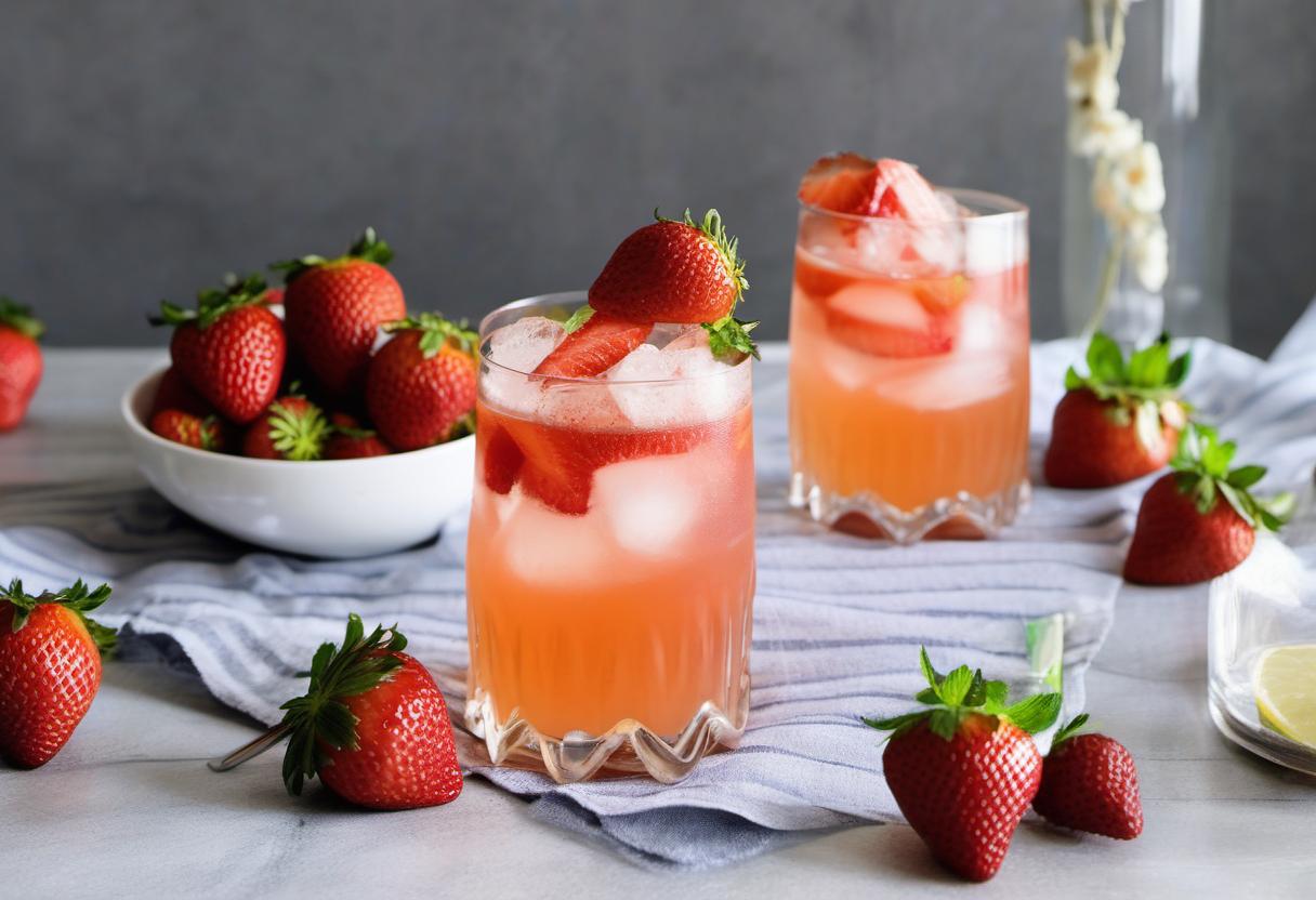 Image showing the final output answering the question: How do I create a refreshing Striped Strawberry Scotch Mocktail.