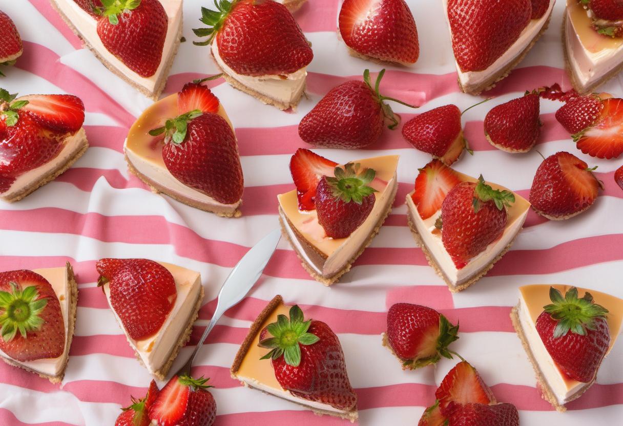 Image showing the final output answering the question: How do I bake a decadent Striped Strawberry Scotch Cheesecake.