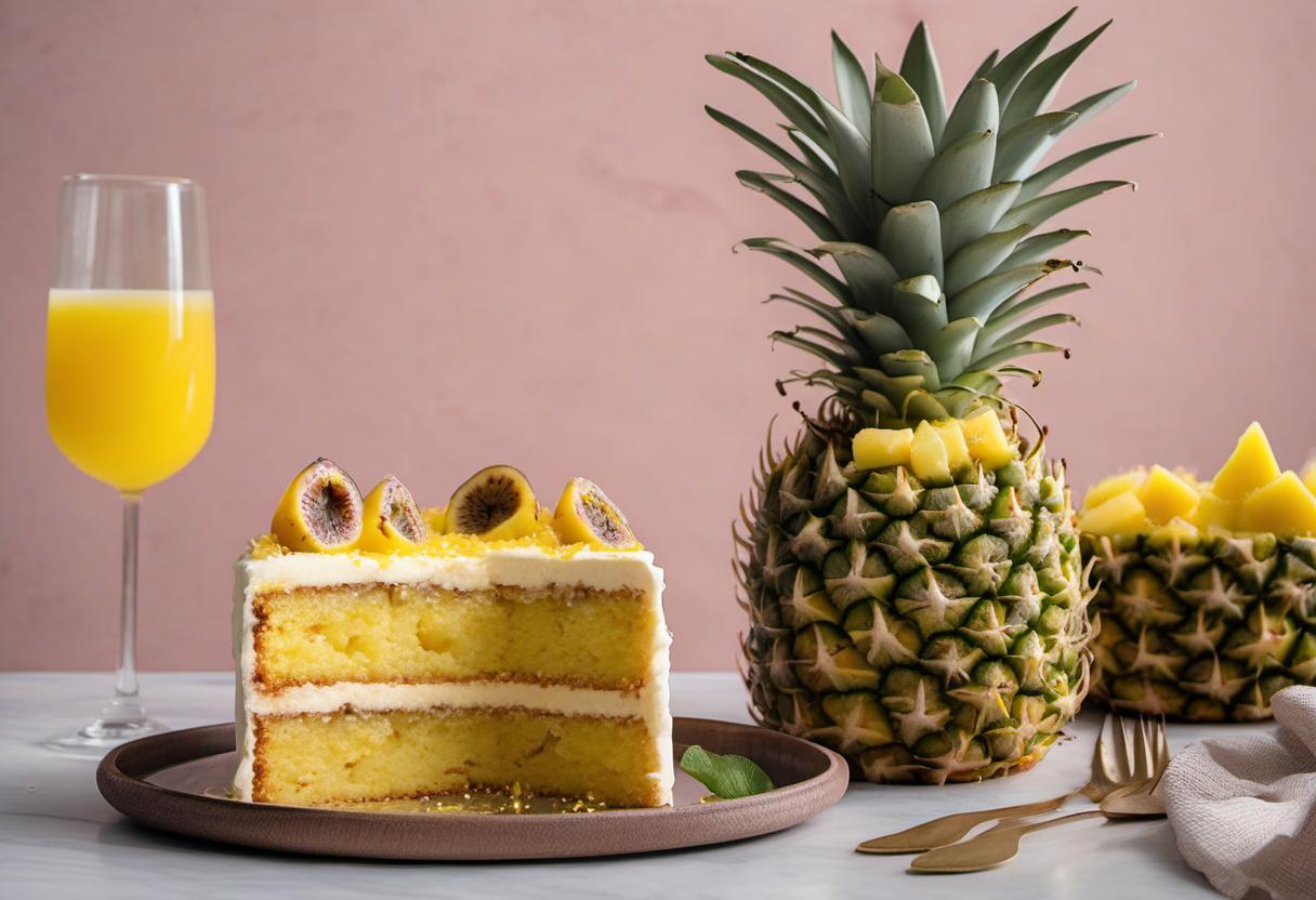 Image showing the final output answering the question: How do I bake a Pineapple Passionfruit Pisco cake.