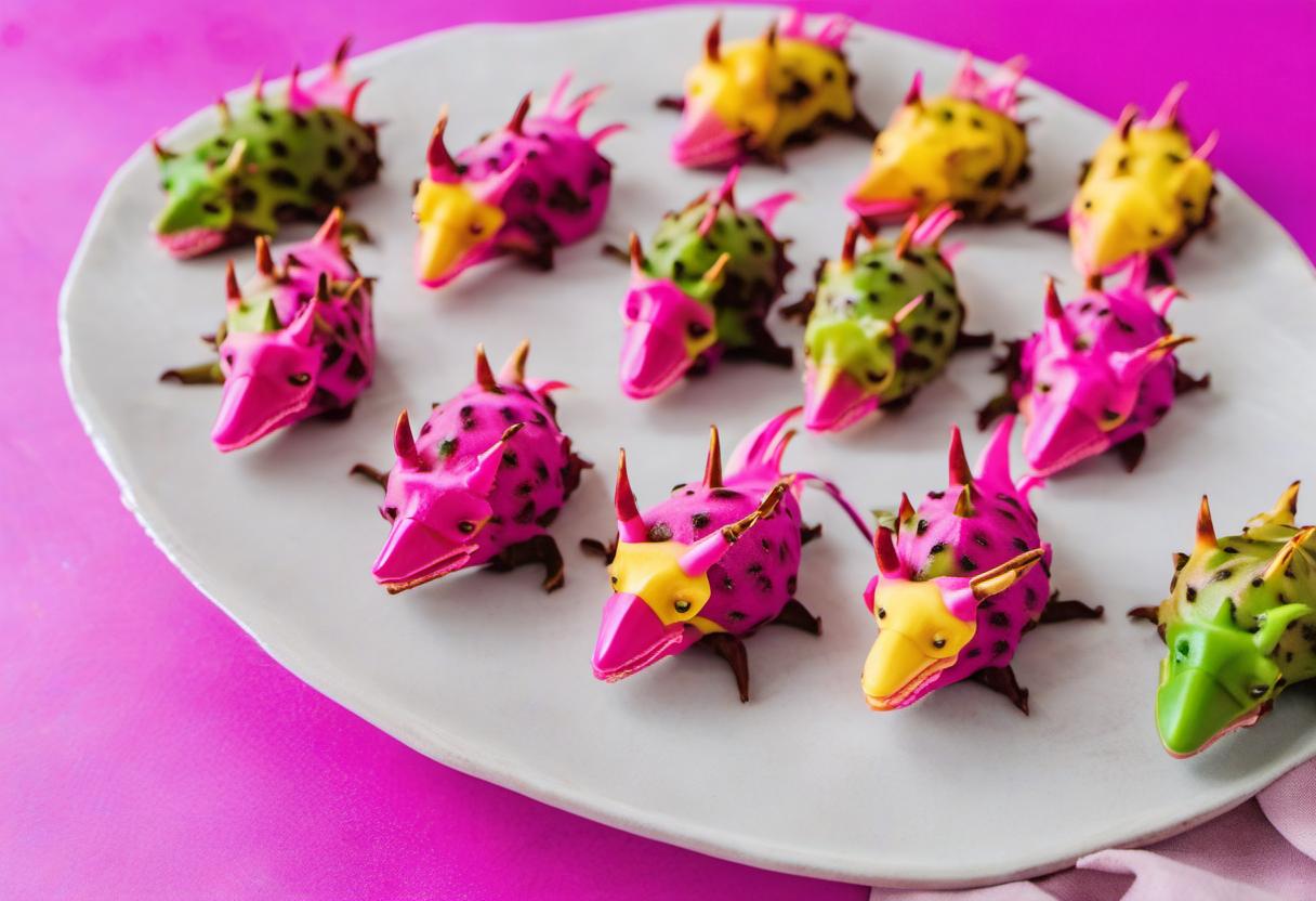 Image showing the final output answering the question: How do I make Dragonfruit Dino Bites.