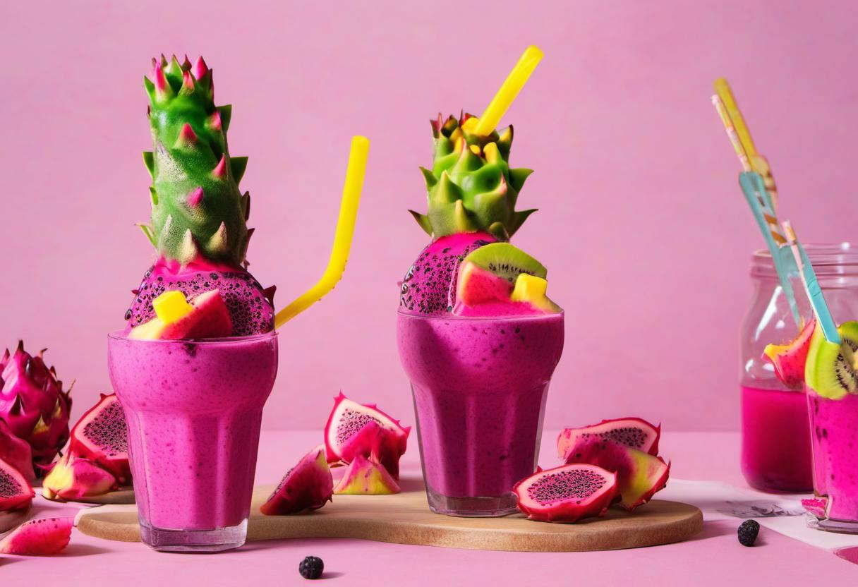 Image showing the final output answering the question: How do I make Dragonfruit Dino Bite Smoothies.