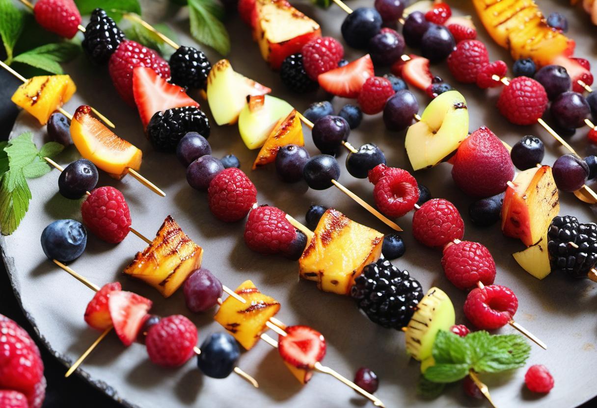 Image showing the final output answering the question: How do I grill Fairy Forest Fruit Kebabs.