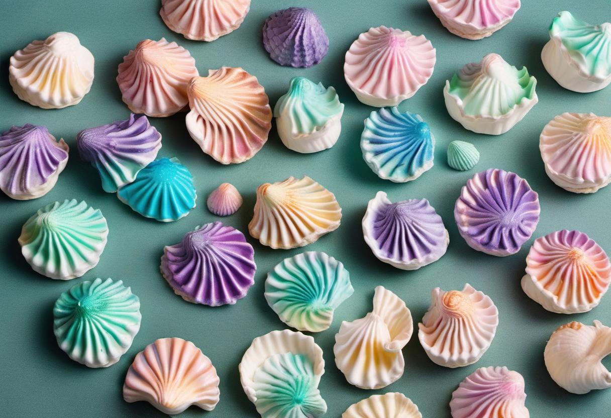 Image showing the final output answering the question: How do I decorate Mermaid Meringue Shells.