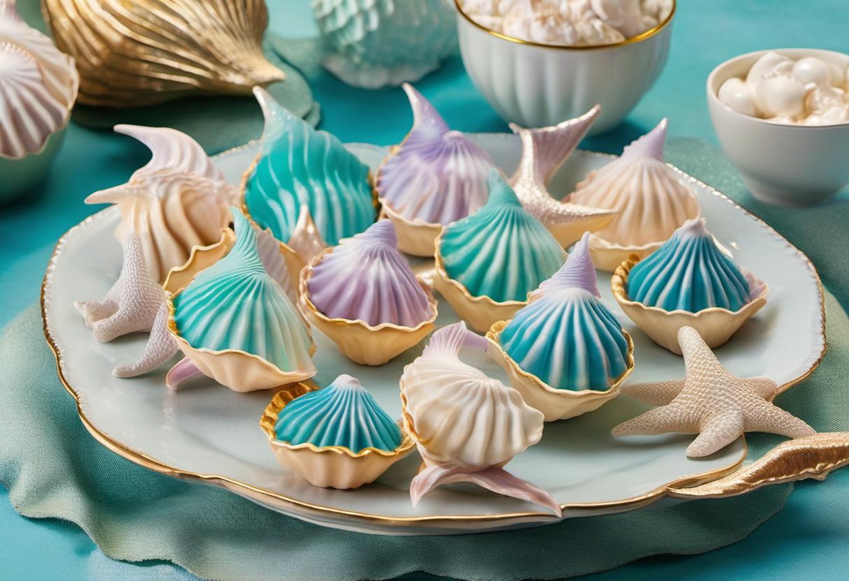 Image showing the final output answering the question: How do I serve Mermaid Meringue Shells.