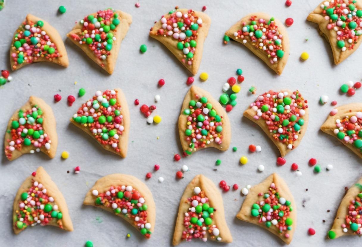 Image showing the final output answering the question: How do I surprise my kids with Elf Ears Crescent Cookies with Sprinkles.
