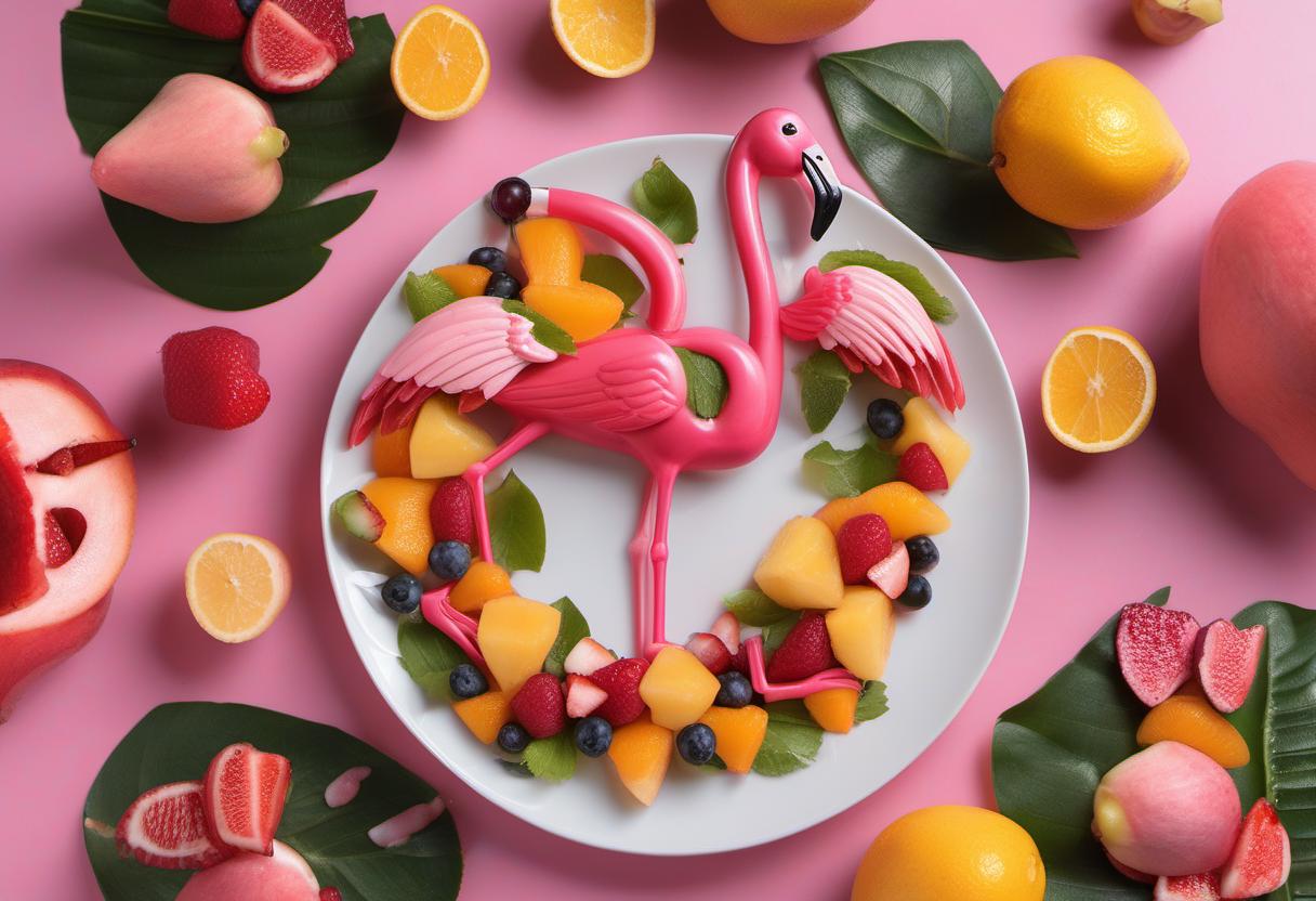 Image showing the final output answering the question: How do I serve a Flamingo Fruit Salad.