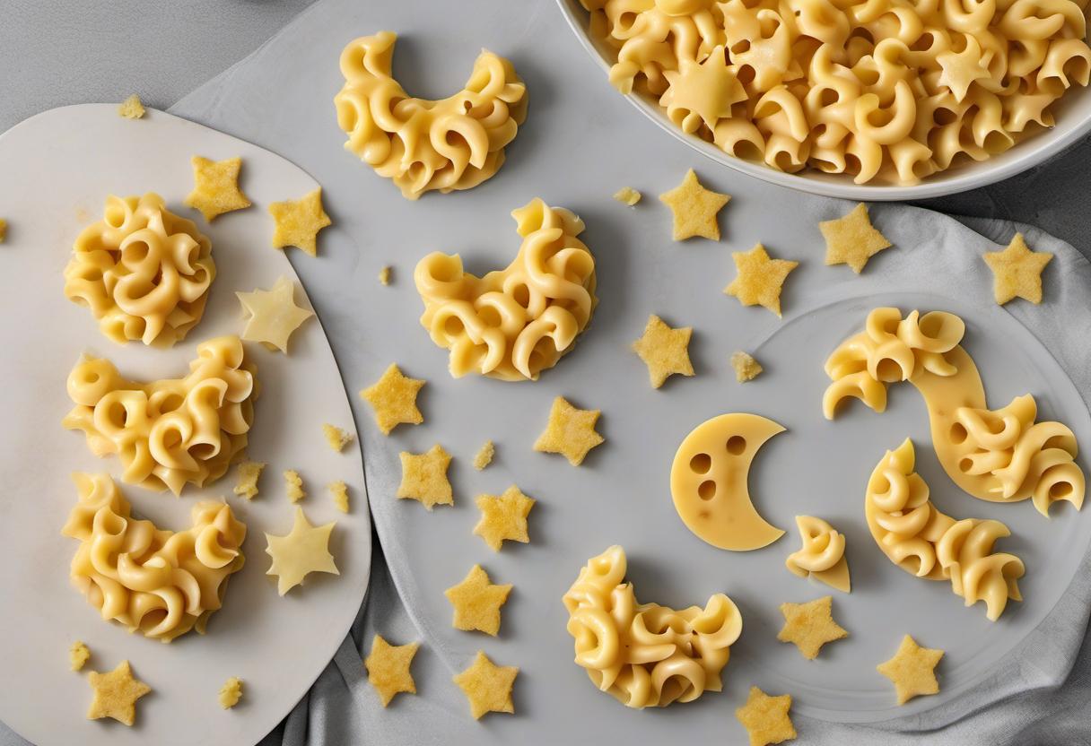 Image showing the final output answering the question: How do I create a moonlit masterpiece with Mac n Cheese crescent moon pasta shapes.