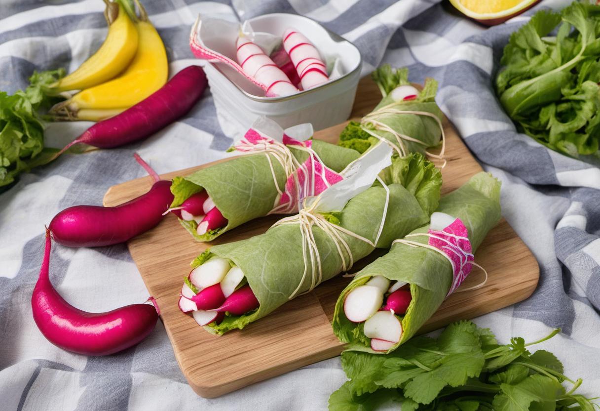 Image showing the final output answering the question: How do I customize Red Rocket Radish Wraps for a picnic.