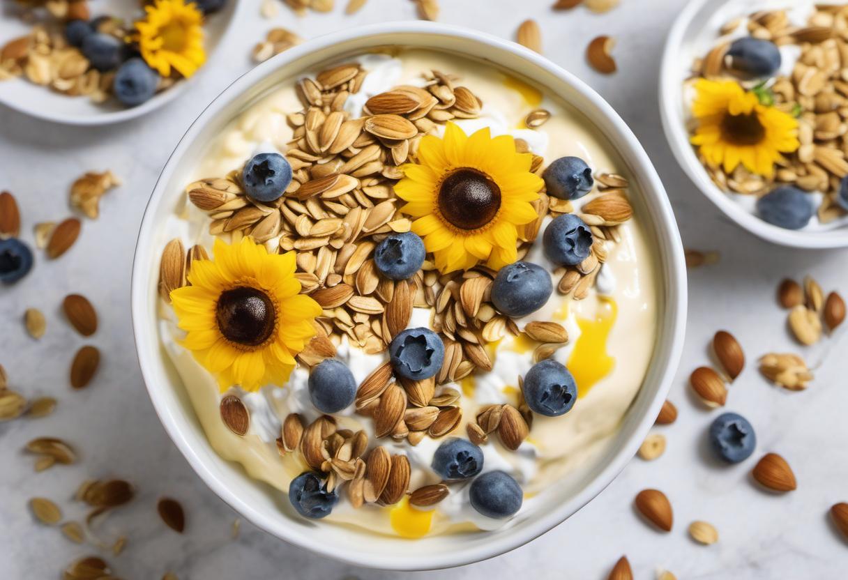 Image showing the final output answering the question: How do I make Yellow Sunflower Seed Yogurt Parfait.