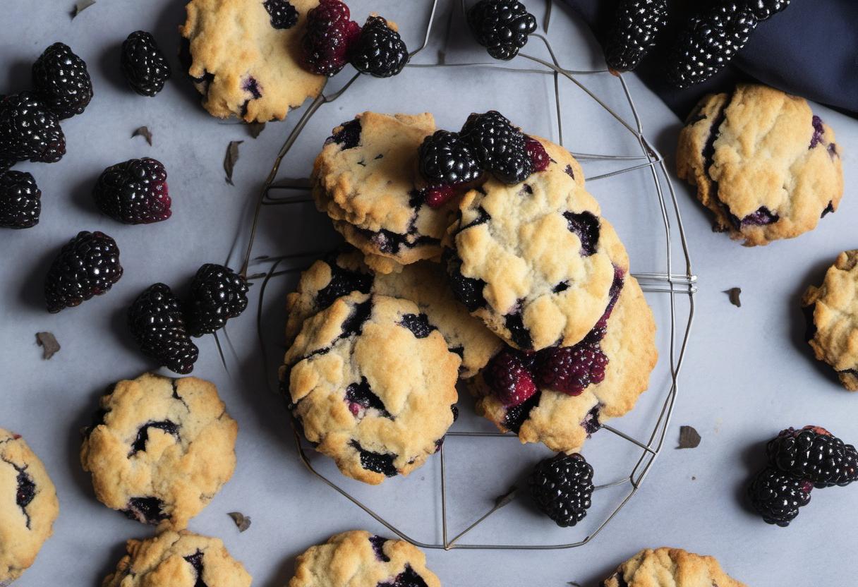 Image showing the final output answering the question: How do I bake Blackberry Biscuits fit for the Caped Crusader.