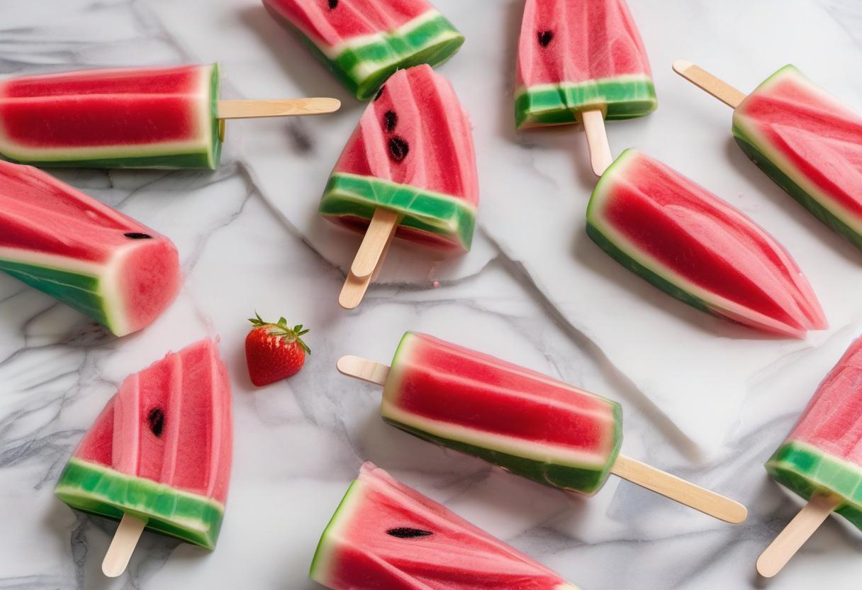 Image showing the final output answering the question: How do I make Wonder Woman Whipped Watermelon Yogurt Popsicles.