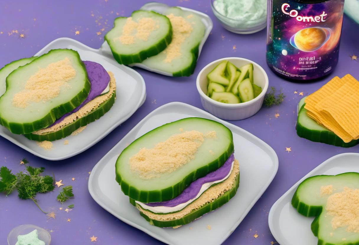 Image showing the final output answering the question: How do I enjoy Comet Cucumber Sandwiches with a cosmic dip.