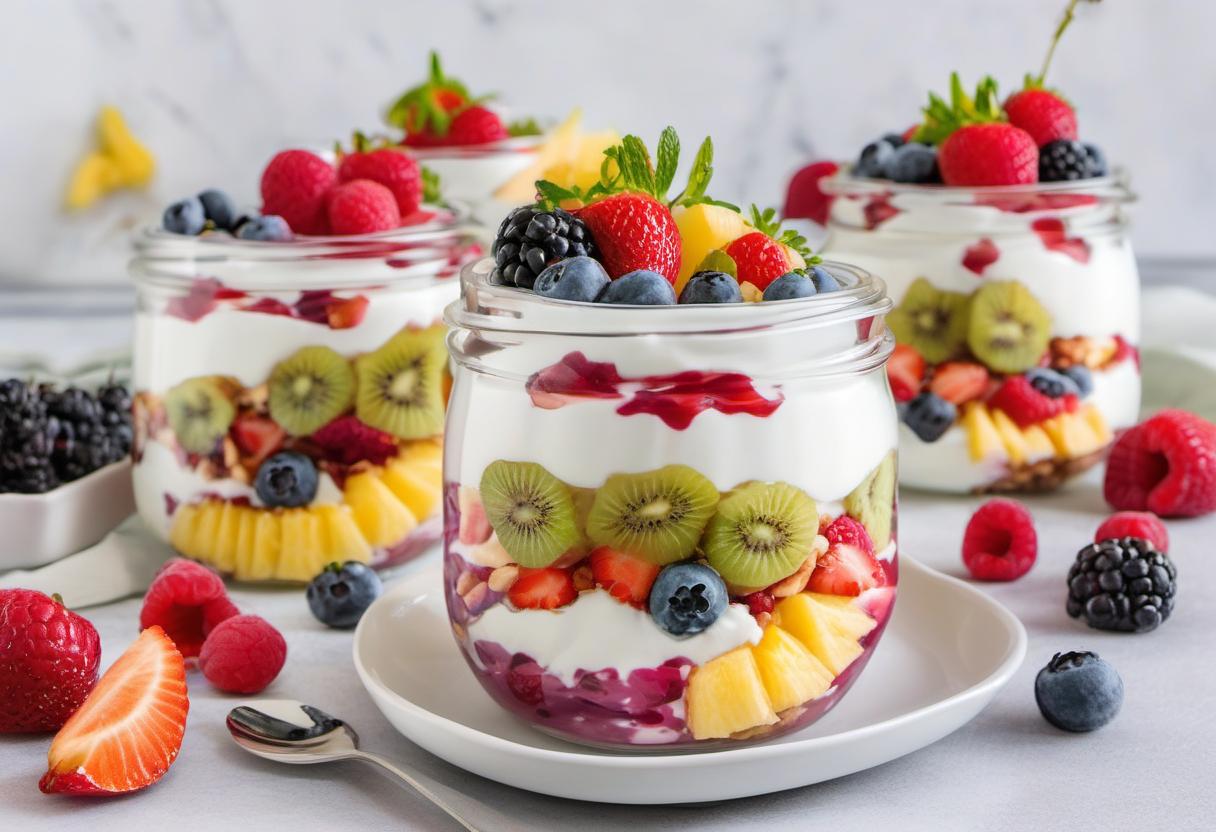 Image showing the final output answering the question: How do I make a fruity twist on a Yogurt Parfait.
