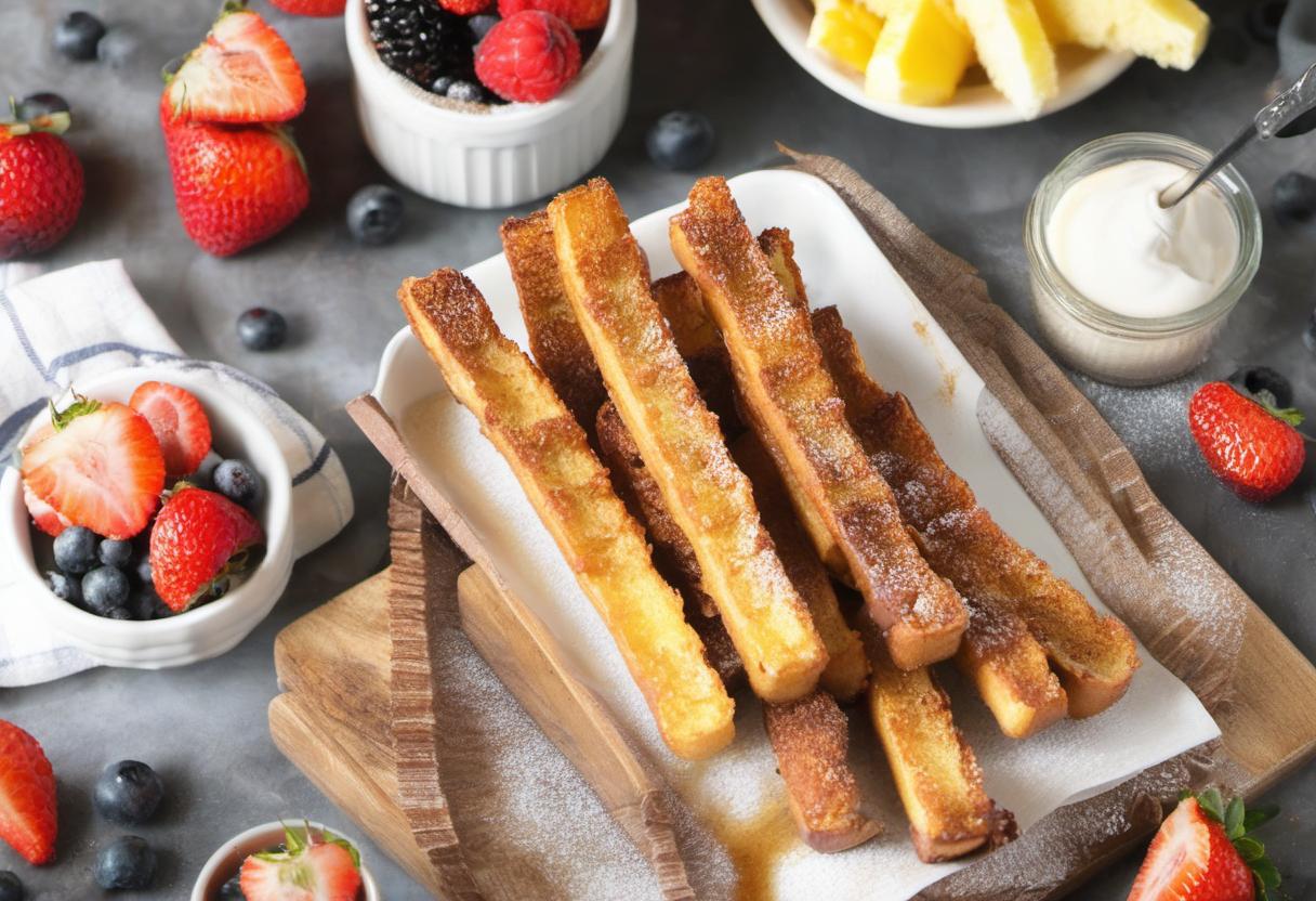 Image showing the final output answering the question: How do I make French Toast sticks.
