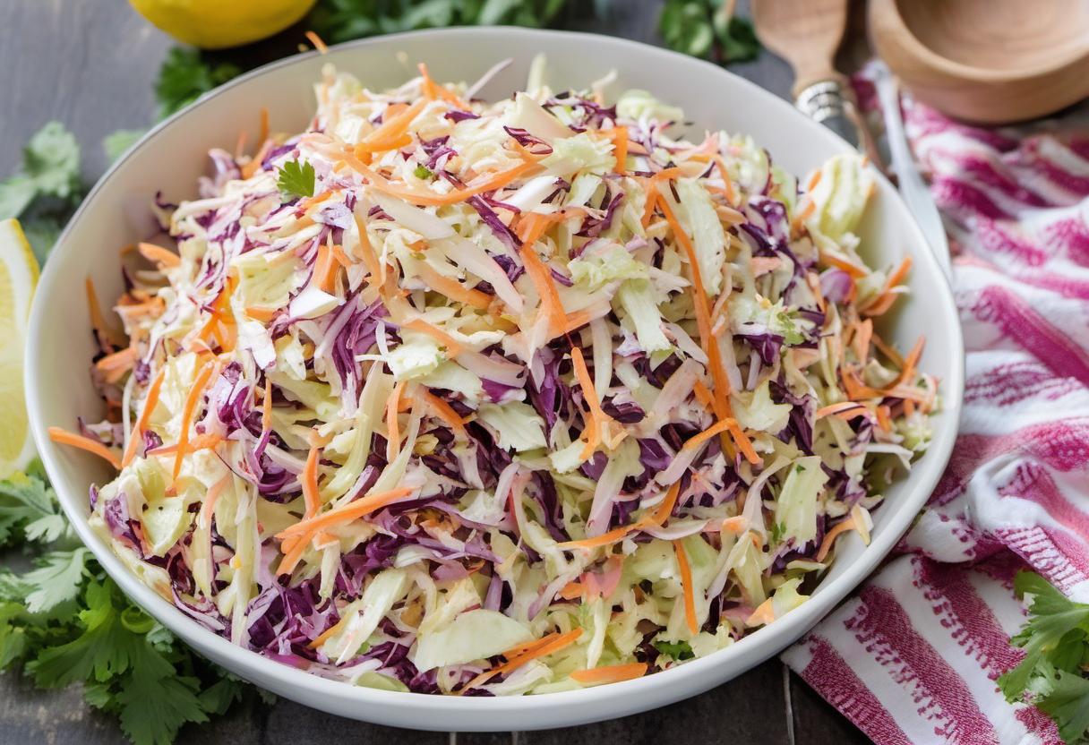 Image showing the final output answering the question: How do I make a zesty and crunchy coleslaw.