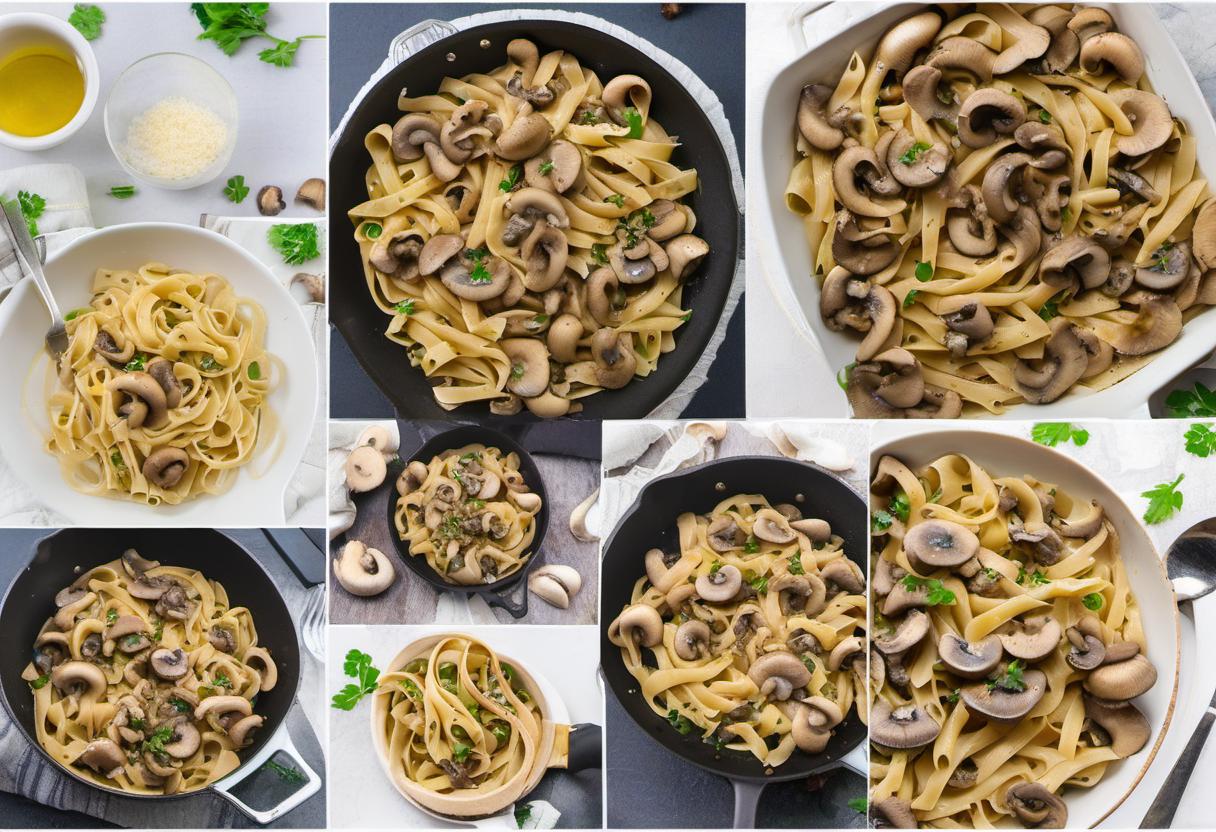 Image showing the final output answering the question: How do I make sautéed mushrooms pasta.