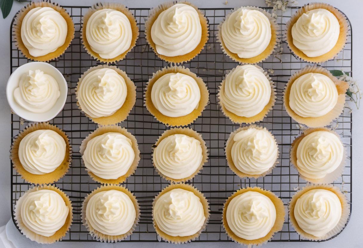 Image showing the final output answering the question: How do I bake the perfect Vanilla Cupcakes.