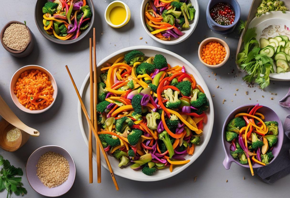 Image showing the final output answering the question: How do I whip up a tasty rainbow stir-fry.