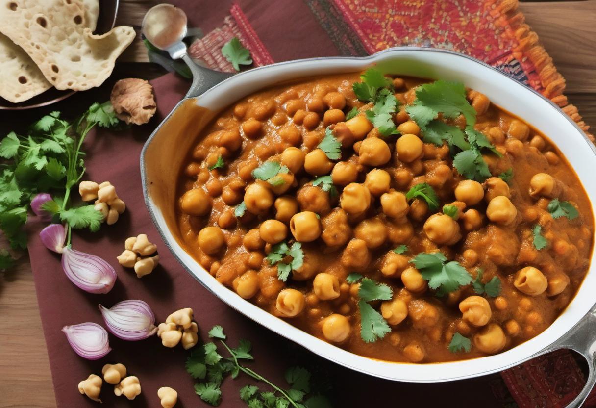 Image showing the final output answering the question: How do I cook a lip-smacking Chickpea Curry at home.