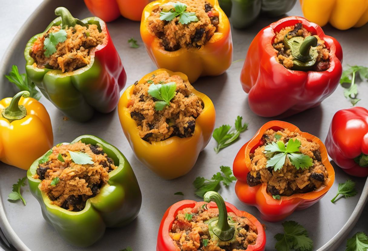 Image showing the final output answering the question: How do I cook Vegan Stuffed Bell Peppers.
