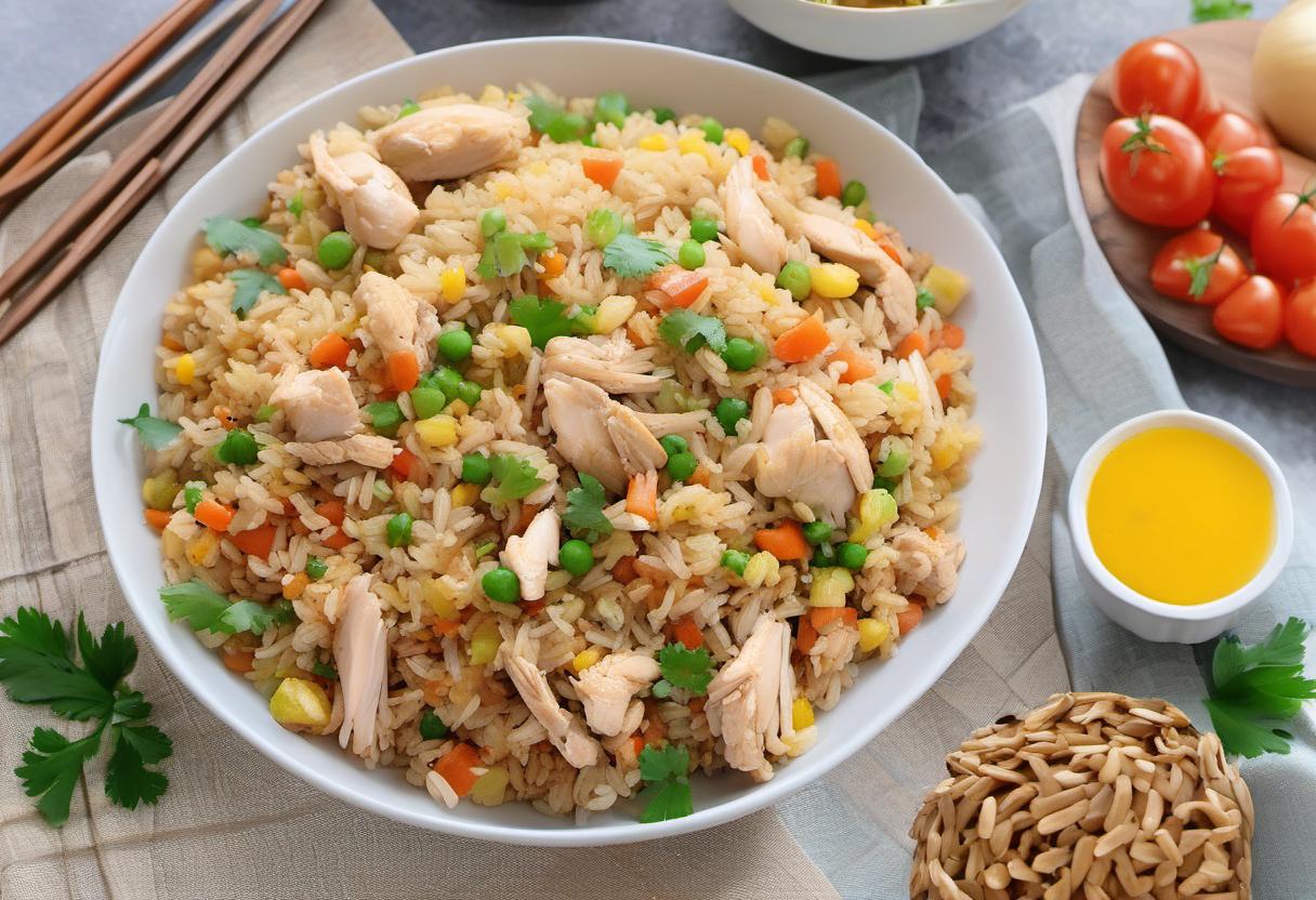 Image showing the final output answering the question: How do I transform leftovers into Chicken Fried Rice.