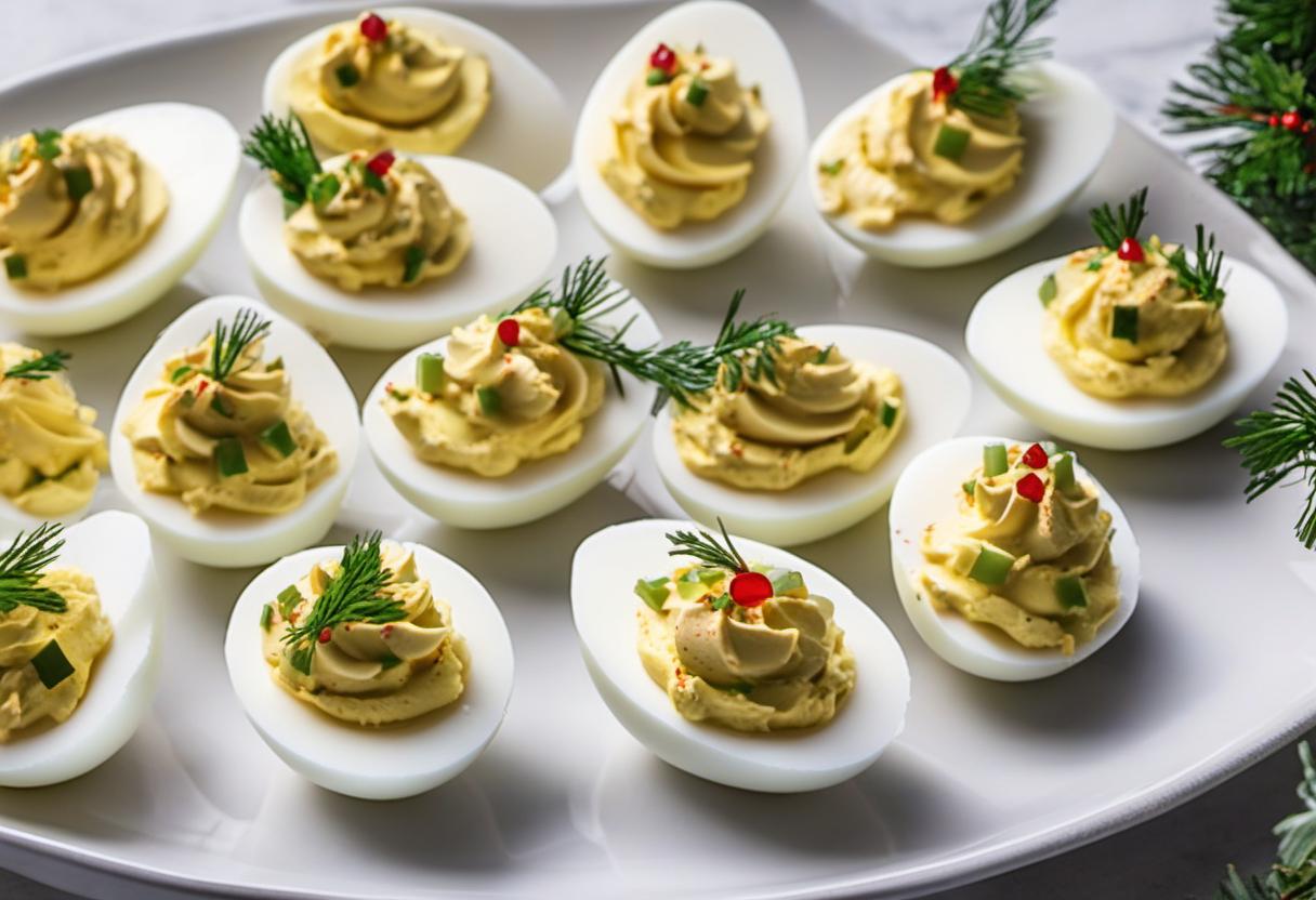 Image showing the final output answering the question: How do I make festive deviled eggs for a party.