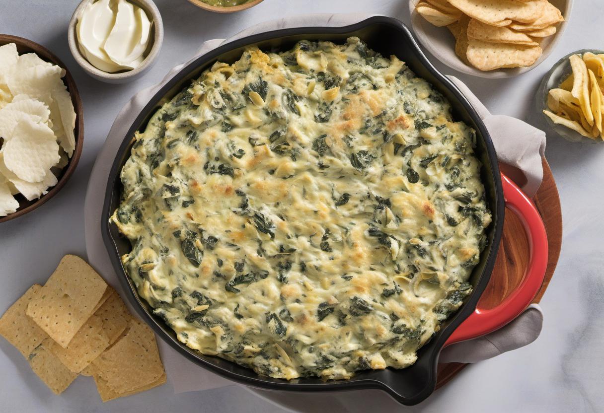 Image showing the final output answering the question: How do I make a healthier version of Spinach and Artichoke Dip.