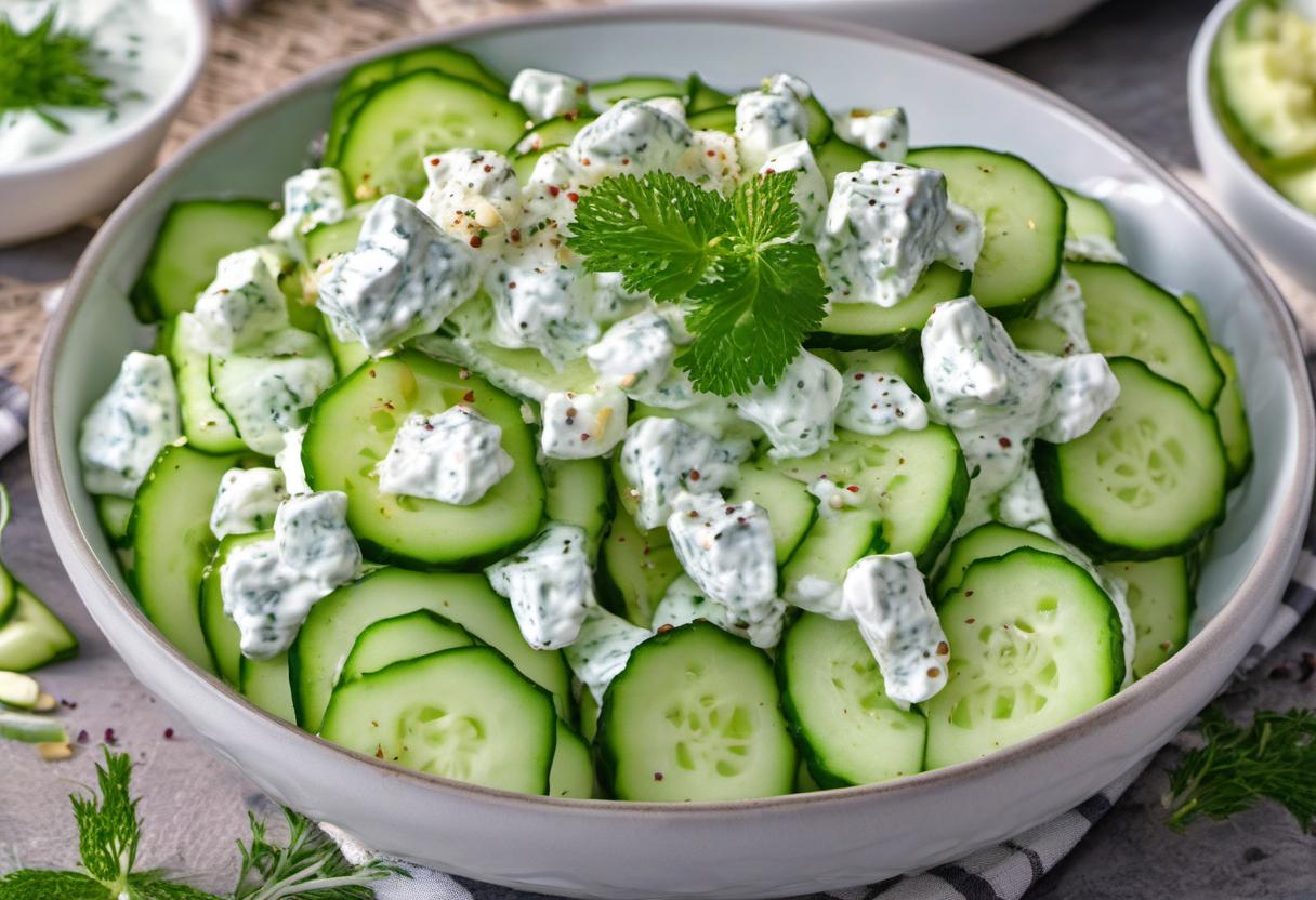 Image showing the final output answering the question: How do I make Tzatziki cucumber salad.