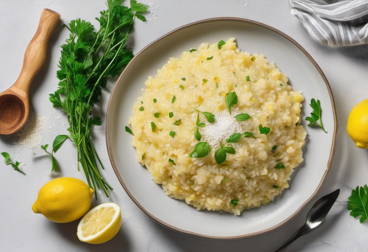 Image showing the final output answering the question: How do I whip up a delightful Lemon Parmesan Risotto.