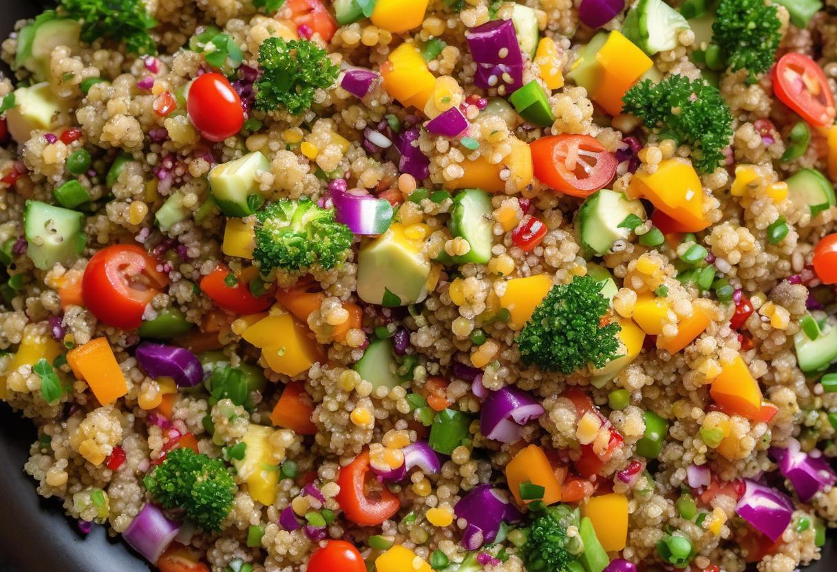 Image showing the final output answering the question: How do I make a colorful Quinoa Salad with Veggies.