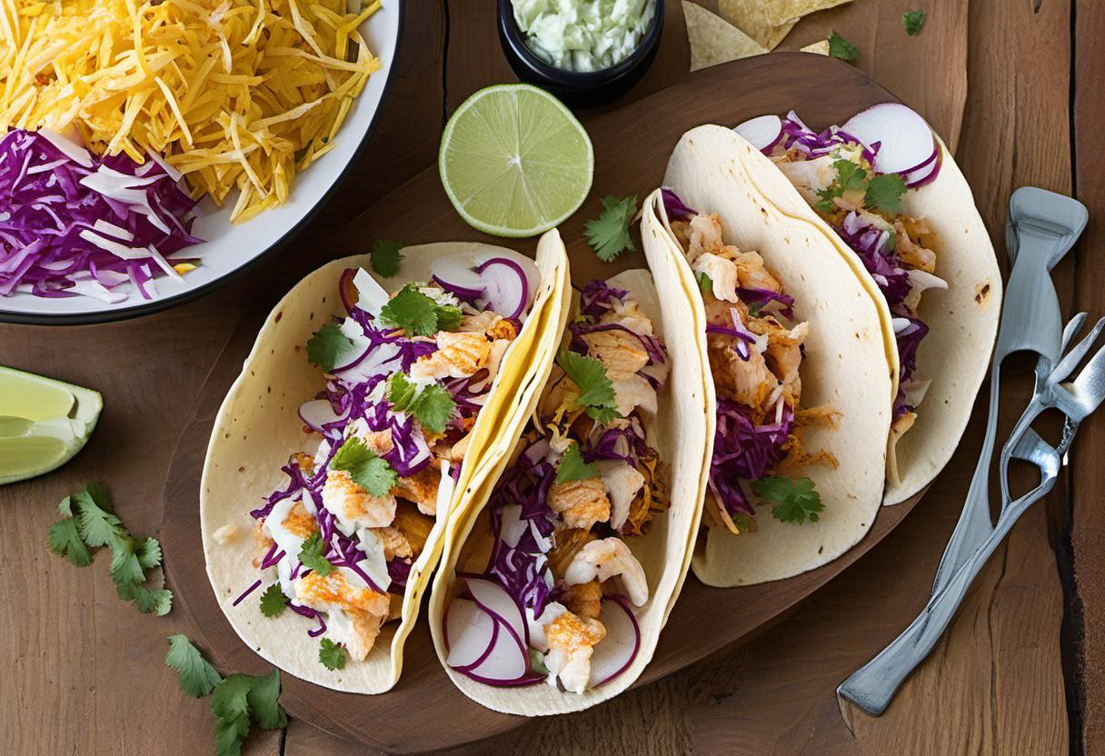 Image showing the final output answering the question: How do I spice up fish tacos with slaw.