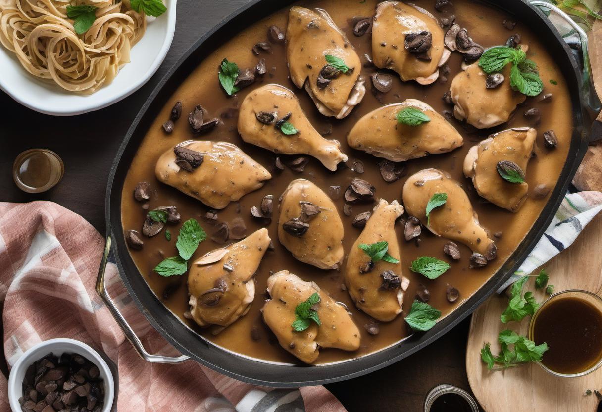Image showing the final output answering the question: How do I make a fun twist on Chicken Marsala.