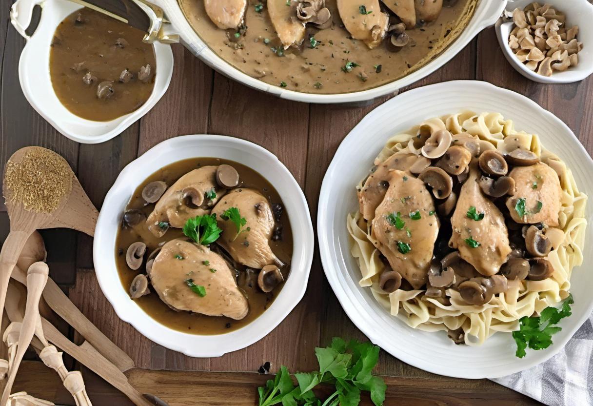 Image showing the final output answering the question: How do I create a gluten-free version of Chicken Marsala.