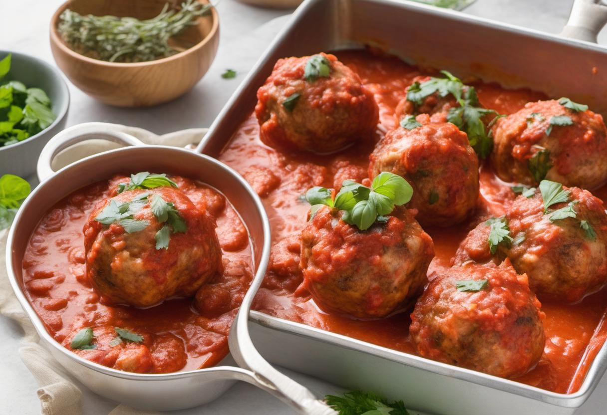 Image showing the final output answering the question: How do I make turkey meatballs in tomato sauce without getting my hands messy.