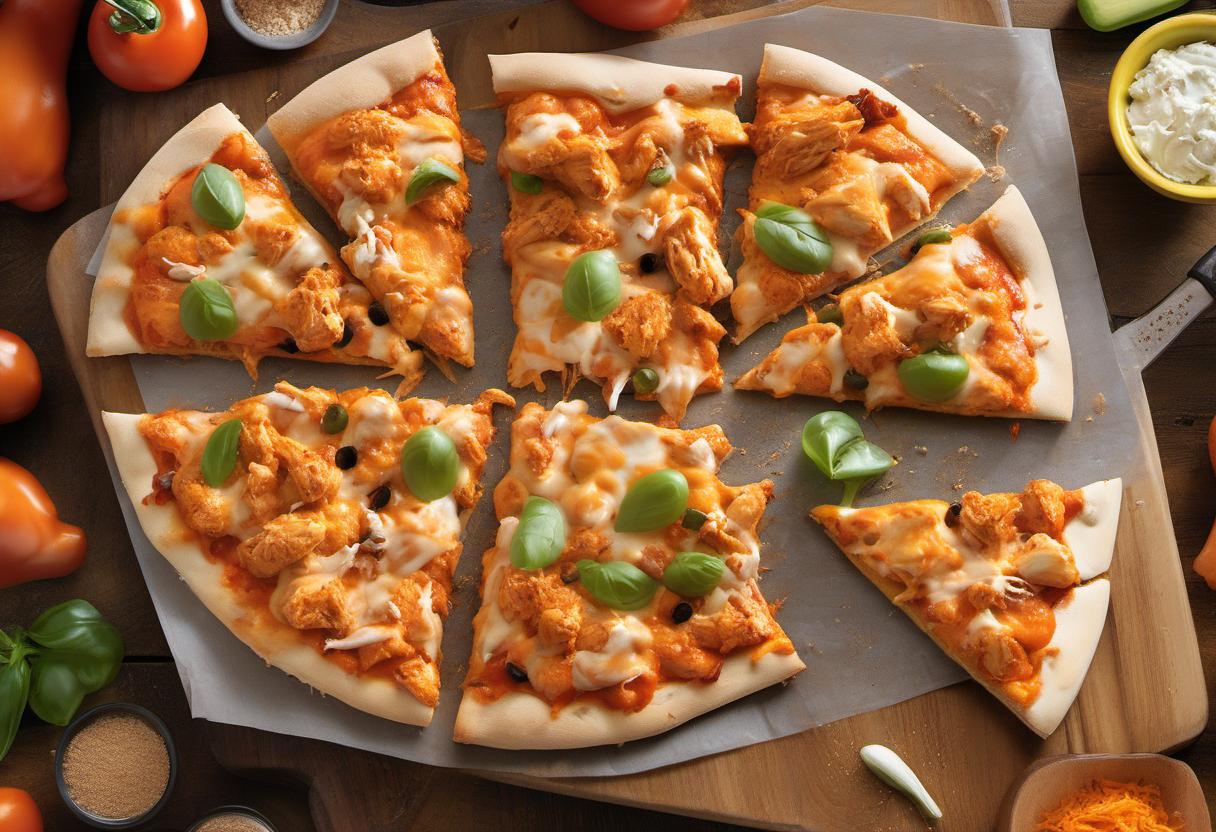Image showing the final output answering the question: How do I make Buffalo Chicken Pizza.