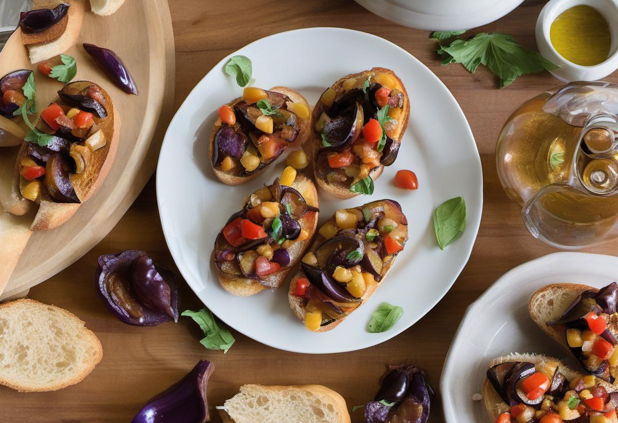 Image showing the final output answering the question: How do I create a Caponata-inspired bruschetta.