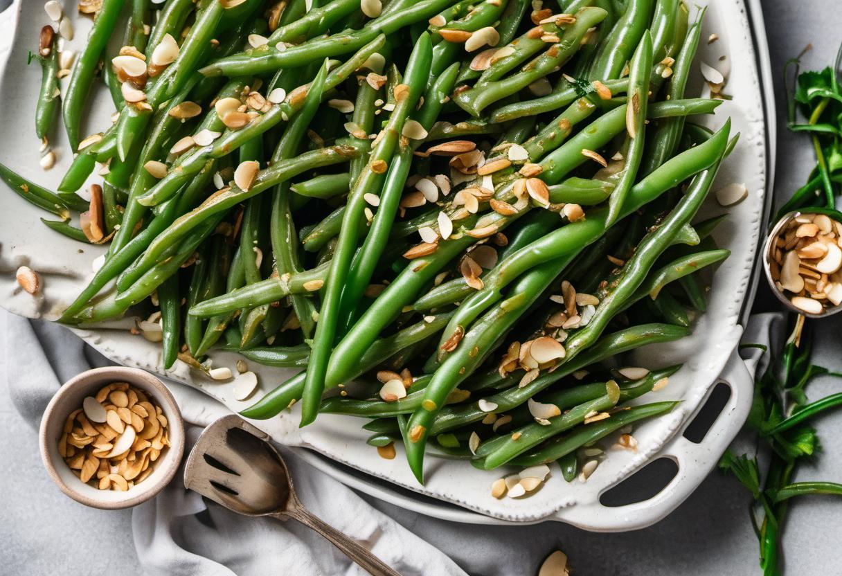 Image showing the final output answering the question: How do I make mouthwatering Garlic Green Beans Almondine.