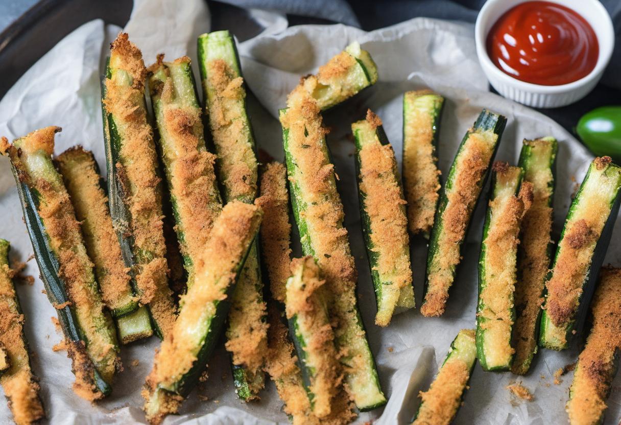 Image showing the final output answering the question: How do I jazz up Baked Zucchini Fries with a unique twist.