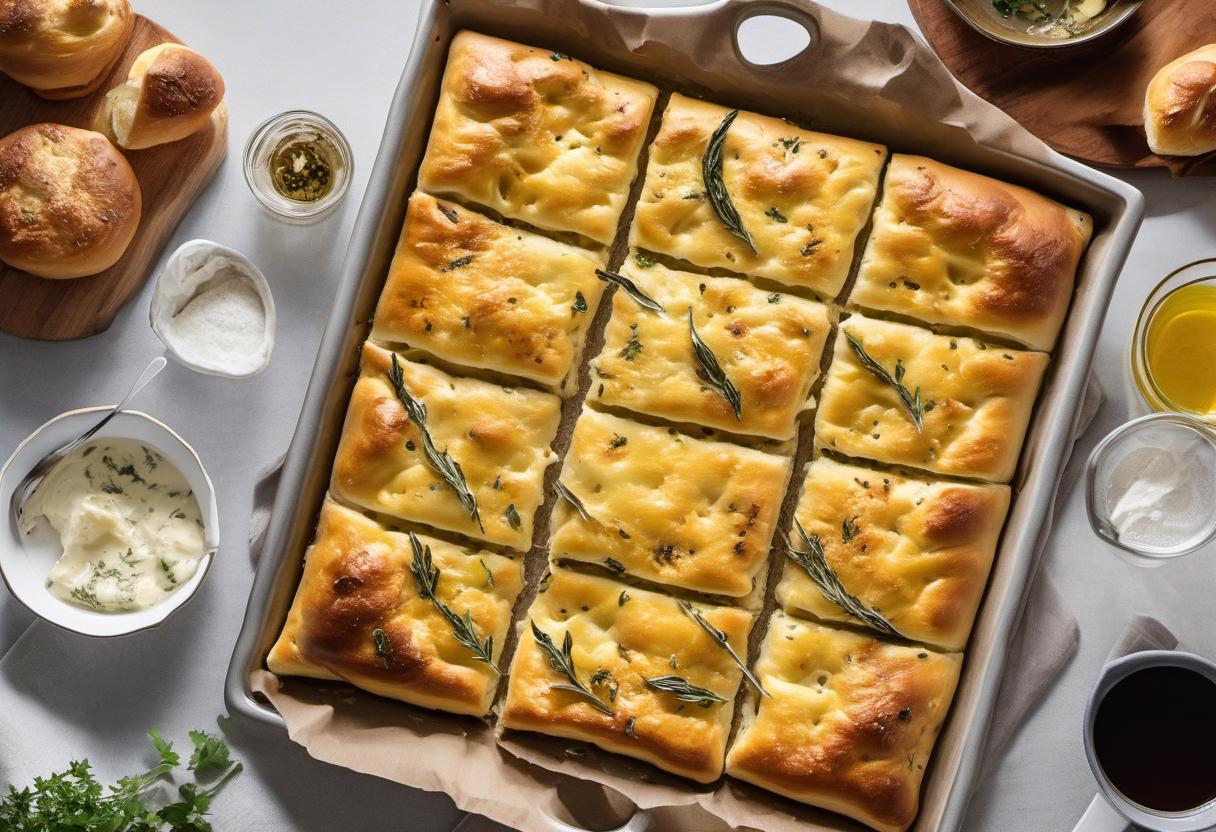 Image showing the final output answering the question: How do I bake Cheesy Focaccia Bread.