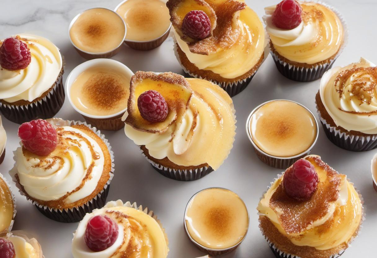 Image showing the final output answering the question: How do I bake Crème Brûlée cupcakes.