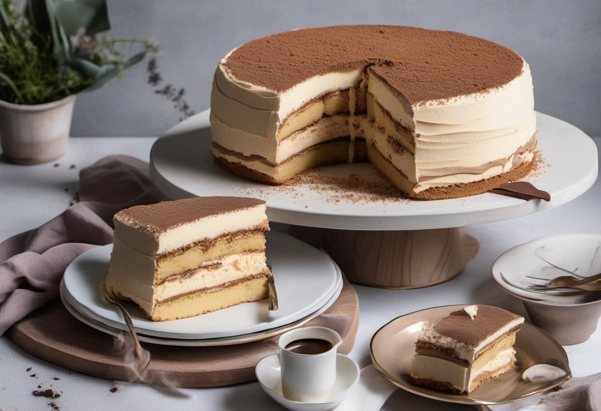 Image showing the final output answering the question: How do I make a Tiramisu cake.
