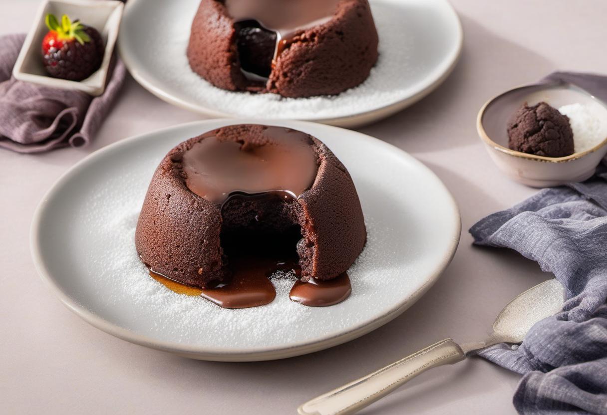 Image showing the final output answering the question: How do I bake a molten lava cake in a microwave.