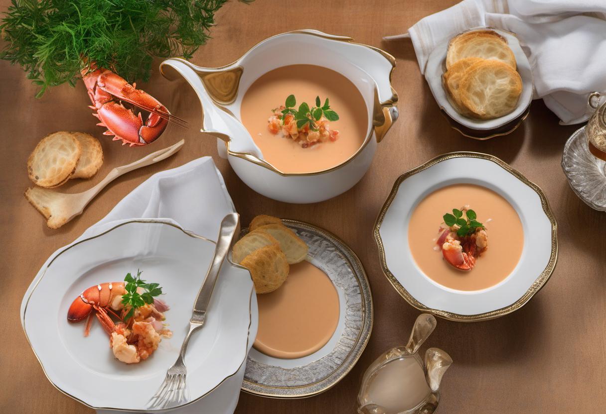 Image showing the final output answering the question: How do I infuse a touch of elegance into Lobster Bisque.