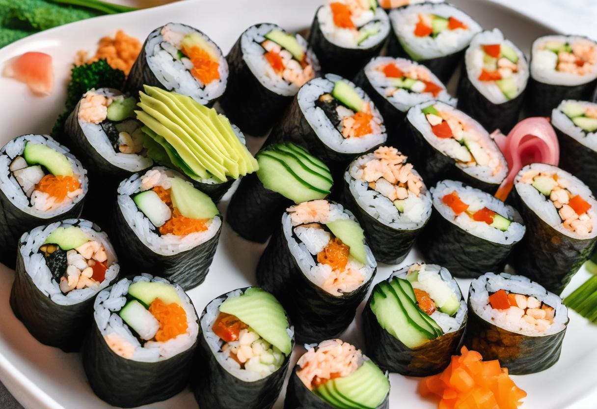 Image showing the final output answering the question: How do I make vegetarian sushi rolls.