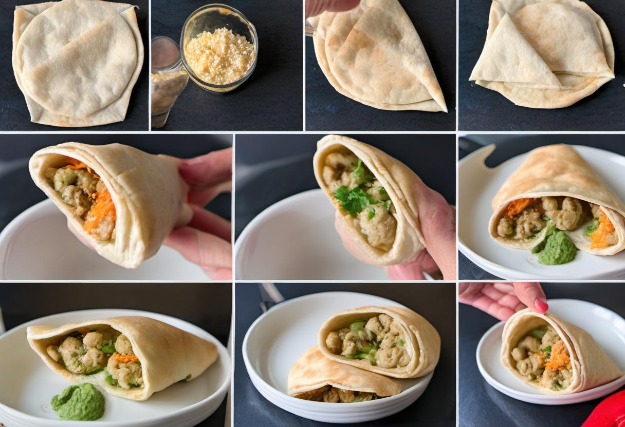 Image showing the final output answering the question: How do I create hummus stuffed pita pockets.